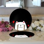 - Supla2li-9052-Gorsel3 - Realhomes Realhomes Sevgililer Günü Temalı Özel Tasarım Dijital Baskılı Modern 2'li Yuvarlak Servis Altlığı - Supla Realhomes