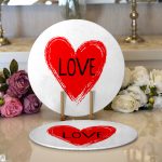 - Supla2li-9053-Gorsel1 - Realhomes  Realhomes Sevgililer Günü Temalı Özel Tasarım Dijital Baskılı Modern 2'li Yuvarlak Servis Altlığı - Supla Realhomes