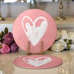 - Supla2li-9058-Gorsel1 - Realhomes Realhomes Sevgililer Günü Temalı Özel Tasarım Dijital Baskılı Modern 2'li Yuvarlak Servis Altlığı - Supla Realhomes