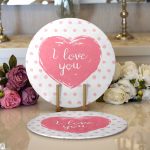 - Supla2li-9068-Gorsel1 - Realhomes Realhomes Sevgililer Günü Temalı Özel Tasarım Dijital Baskılı Modern 2'li Yuvarlak Servis Altlığı - Supla Realhomes