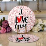 - Supla2li-9075-Gorsel1 - Realhomes Realhomes Sevgililer Günü Temalı Özel Tasarım Dijital Baskılı Modern 2'li Yuvarlak Servis Altlığı - Supla Realhomes