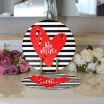 Realhomes Sevgililer Günü Temalı Özel Tasarım Dijital Baskılı Modern 2'li Yuvarlak Servis Altlığı - Supla Realhomes