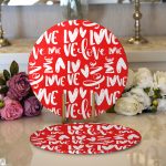 - Supla2li-9077-Gorsel1 - Realhomes Realhomes Sevgililer Günü Temalı Özel Tasarım Dijital Baskılı Modern 2'li Yuvarlak Servis Altlığı - Supla Realhomes