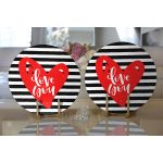 Realhomes Sevgililer Günü Temalı Özel Tasarım Dijital Baskılı Modern 2'li Yuvarlak Servis Altlığı - Supla Realhomes