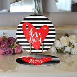 Realhomes Sevgililer Günü Temalı Özel Tasarım Dijital Baskılı Modern 2'li Yuvarlak Servis Altlığı - Supla Realhomes