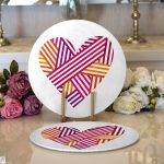 - Supla2li-9084-Gorsel1 - Realhomes Realhomes Sevgililer Günü Temalı Özel Tasarım Dijital Baskılı Modern 2'li Yuvarlak Servis Altlığı - Supla Realhomes