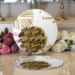 Realhomes Sevgililer Günü Temalı Özel Tasarım Dijital Baskılı Modern 2'li Yuvarlak Servis Altlığı - Supla Realhomes