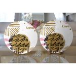 Realhomes Sevgililer Günü Temalı Özel Tasarım Dijital Baskılı Modern 2'li Yuvarlak Servis Altlığı - Supla Realhomes