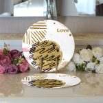 Realhomes Sevgililer Günü Temalı Özel Tasarım Dijital Baskılı Modern 2'li Yuvarlak Servis Altlığı - Supla Realhomes