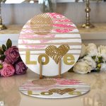 Realhomes Sevgililer Günü Temalı Özel Tasarım Dijital Baskılı Modern 2'li Yuvarlak Servis Altlığı - Supla Realhomes