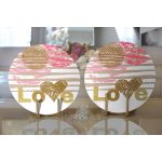 Realhomes Sevgililer Günü Temalı Özel Tasarım Dijital Baskılı Modern 2'li Yuvarlak Servis Altlığı - Supla Realhomes