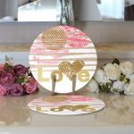 Realhomes Sevgililer Günü Temalı Özel Tasarım Dijital Baskılı Modern 2'li Yuvarlak Servis Altlığı - Supla Realhomes