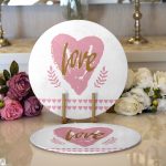 - Supla2li-9108-Gorsel1 - Realhomes Realhomes Sevgililer Günü Temalı Özel Tasarım Dijital Baskılı Modern 2'li Yuvarlak Servis Altlığı - Supla Realhomes