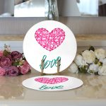 - Supla2li-9110-Gorsel3 - Realhomes Realhomes Sevgililer Günü Temalı Özel Tasarım Dijital Baskılı Modern 2'li Yuvarlak Servis Altlığı - Supla Realhomes