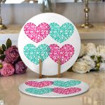 Realhomes Sevgililer Günü Temalı Özel Tasarım Dijital Baskılı Modern 2'li Yuvarlak Servis Altlığı - Supla Realhomes