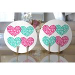 Realhomes Sevgililer Günü Temalı Özel Tasarım Dijital Baskılı Modern 2'li Yuvarlak Servis Altlığı - Supla Realhomes