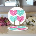 Realhomes Sevgililer Günü Temalı Özel Tasarım Dijital Baskılı Modern 2'li Yuvarlak Servis Altlığı - Supla Realhomes