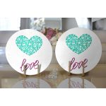 Realhomes Sevgililer Günü Temalı Özel Tasarım Dijital Baskılı Modern 2'li Yuvarlak Servis Altlığı - Supla Realhomes