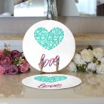 Realhomes Sevgililer Günü Temalı Özel Tasarım Dijital Baskılı Modern 2'li Yuvarlak Servis Altlığı - Supla Realhomes