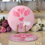 Realhomes Sevgililer Günü Temalı Özel Tasarım Dijital Baskılı Modern 2'li Yuvarlak Servis Altlığı - Supla Realhomes