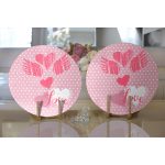 Realhomes Sevgililer Günü Temalı Özel Tasarım Dijital Baskılı Modern 2'li Yuvarlak Servis Altlığı - Supla Realhomes