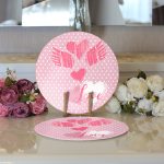 Realhomes Sevgililer Günü Temalı Özel Tasarım Dijital Baskılı Modern 2'li Yuvarlak Servis Altlığı - Supla Realhomes