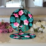 - Supla2li-912-Gorsel3 - Realhomes Realhomes Çiçek Desenli Dijital Baskılı Modern 2'li Yuvarlak Servis Altlığı - Supla Realhomes