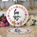 - Supla2li-9130-Gorsel1 - Realhomes Realhomes Sevgililer Günü Temalı Özel Tasarım Dijital Baskılı Modern 2'li Yuvarlak Servis Altlığı - Supla Realhomes