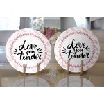 Realhomes Sevgililer Günü Temalı Özel Tasarım Dijital Baskılı Modern 2'li Yuvarlak Servis Altlığı - Supla Realhomes