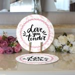 Realhomes Sevgililer Günü Temalı Özel Tasarım Dijital Baskılı Modern 2'li Yuvarlak Servis Altlığı - Supla Realhomes