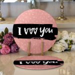 Realhomes Sevgililer Günü Temalı Özel Tasarım Dijital Baskılı Modern 2'li Yuvarlak Servis Altlığı - Supla Realhomes