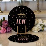 Realhomes Sevgililer Günü Temalı Özel Tasarım Dijital Baskılı Modern 2'li Yuvarlak Servis Altlığı - Supla Realhomes