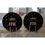 Realhomes Sevgililer Günü Temalı Özel Tasarım Dijital Baskılı Modern 2'li Yuvarlak Servis Altlığı - Supla Realhomes
