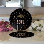 Realhomes Sevgililer Günü Temalı Özel Tasarım Dijital Baskılı Modern 2'li Yuvarlak Servis Altlığı - Supla Realhomes