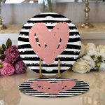 - Supla2li-9143-Gorsel1 - Realhomes  Realhomes Sevgililer Günü Temalı Özel Tasarım Dijital Baskılı Modern 2'li Yuvarlak Servis Altlığı - Supla Realhomes