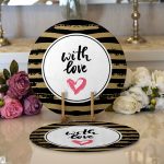 - Supla2li-9147-Gorsel1 - Realhomes Realhomes Sevgililer Günü Temalı Özel Tasarım Dijital Baskılı Modern 2'li Yuvarlak Servis Altlığı - Supla Realhomes