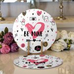 - Supla2li-9150-Gorsel1 - Realhomes Realhomes Sevgililer Günü Temalı Özel Tasarım Dijital Baskılı Modern 2'li Yuvarlak Servis Altlığı - Supla Realhomes