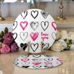 - Supla2li-9166-Gorsel1 - Realhomes  Realhomes Sevgililer Günü Temalı Özel Tasarım Dijital Baskılı Modern 2'li Yuvarlak Servis Altlığı - Supla Realhomes