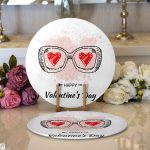 Realhomes Sevgililer Günü Temalı Özel Tasarım Dijital Baskılı Modern 2'li Yuvarlak Servis Altlığı - Supla Realhomes