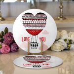 Realhomes Sevgililer Günü Temalı Özel Tasarım Dijital Baskılı Modern 2'li Yuvarlak Servis Altlığı - Supla Realhomes