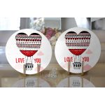 Realhomes Sevgililer Günü Temalı Özel Tasarım Dijital Baskılı Modern 2'li Yuvarlak Servis Altlığı - Supla Realhomes