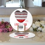 Realhomes Sevgililer Günü Temalı Özel Tasarım Dijital Baskılı Modern 2'li Yuvarlak Servis Altlığı - Supla Realhomes