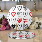 - Supla2li-9175-Gorsel1 - Realhomes Realhomes Sevgililer Günü Temalı Özel Tasarım Dijital Baskılı Modern 2'li Yuvarlak Servis Altlığı - Supla Realhomes