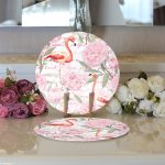 - Supla2li-918-Gorsel3 - Realhomes Realhomes Flamingo Desenli Dijital Baskılı Modern 2'li Yuvarlak Servis Altlığı - Supla Realhomes