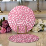 - Supla2li-9181-Gorsel1 - Realhomes Realhomes Sevgililer Günü Temalı Özel Tasarım Dijital Baskılı Modern 2'li Yuvarlak Servis Altlığı - Supla Realhomes