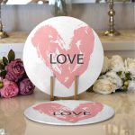 Realhomes Sevgililer Günü Temalı Özel Tasarım Dijital Baskılı Modern 2'li Yuvarlak Servis Altlığı - Supla Realhomes