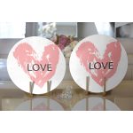 Realhomes Sevgililer Günü Temalı Özel Tasarım Dijital Baskılı Modern 2'li Yuvarlak Servis Altlığı - Supla Realhomes