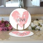 Realhomes Sevgililer Günü Temalı Özel Tasarım Dijital Baskılı Modern 2'li Yuvarlak Servis Altlığı - Supla Realhomes