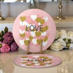 - Supla2li-9195-Gorsel1 - Realhomes Realhomes Sevgililer Günü Temalı Özel Tasarım Dijital Baskılı Modern 2'li Yuvarlak Servis Altlığı - Supla Realhomes