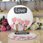 - Supla2li-9196-Gorsel1 - Realhomes  Realhomes Sevgililer Günü Temalı Özel Tasarım Dijital Baskılı Modern 2'li Yuvarlak Servis Altlığı - Supla Realhomes